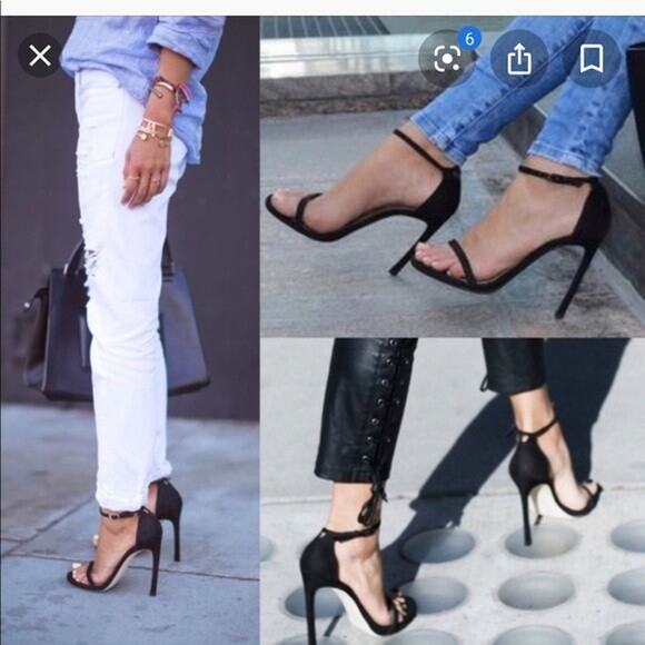 Stuart Weitzman Nudist Nudistsong Black Suede Sandal Open Toe Slim Heel 8.5 - Picture 13 of 15